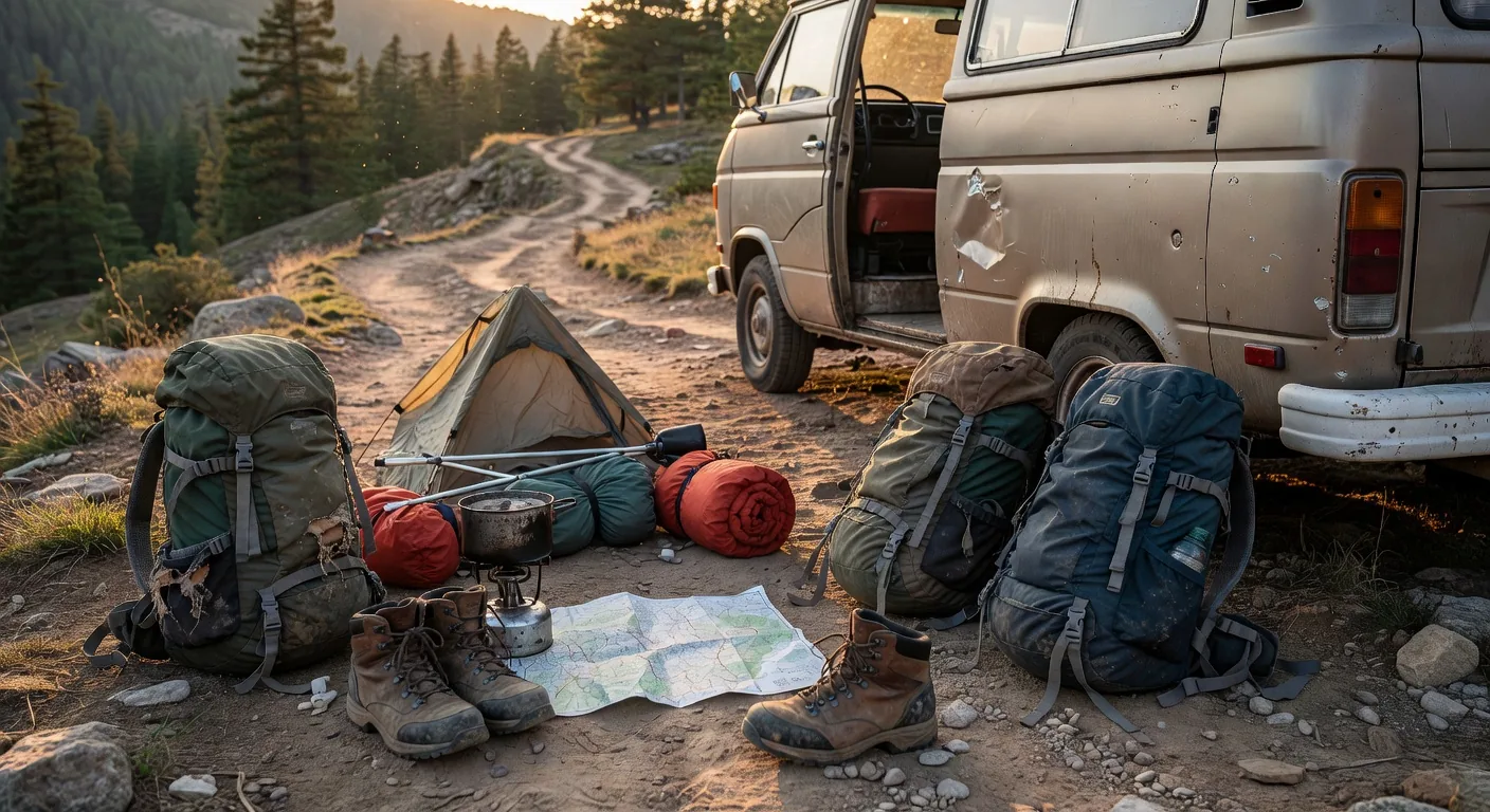 Hiking trails and van camp setup in the Oregon Cascades